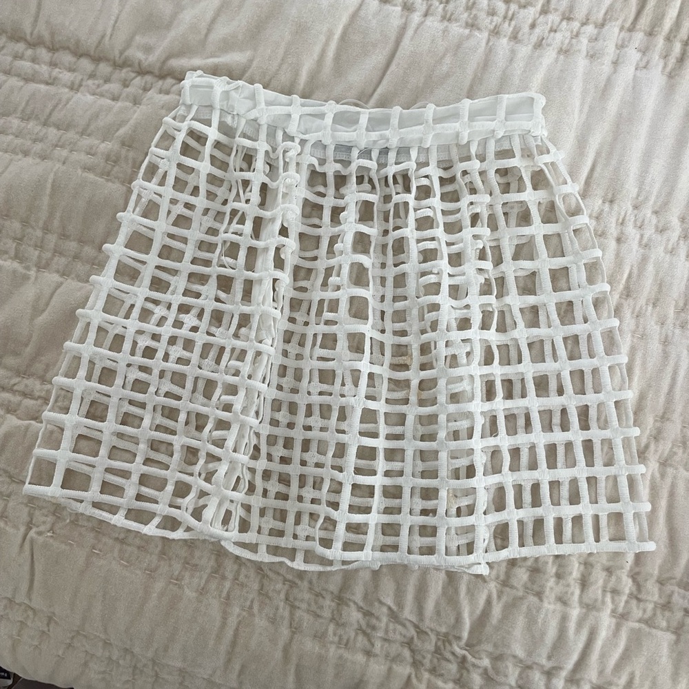 Cutout / Mesh White Mini Skirt